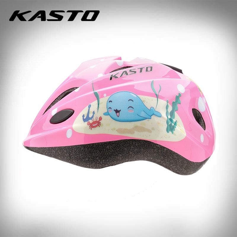 Nón bảo hiểm thể thao trẻ em Kasto hình cá (màu hồng)