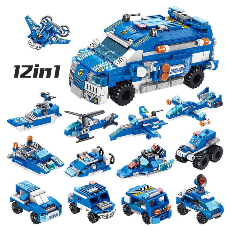 Bộ lắp ráp lego Panlos Brick 12 trong 1 - Mô hình Police Assault Car 633015