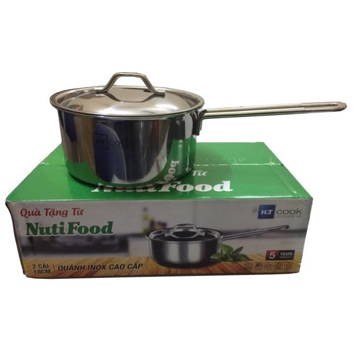 Quánh inox 1 đáy H.T Cook 18cm - Sản phẩm khuyến mãi từ sữa Nutifood