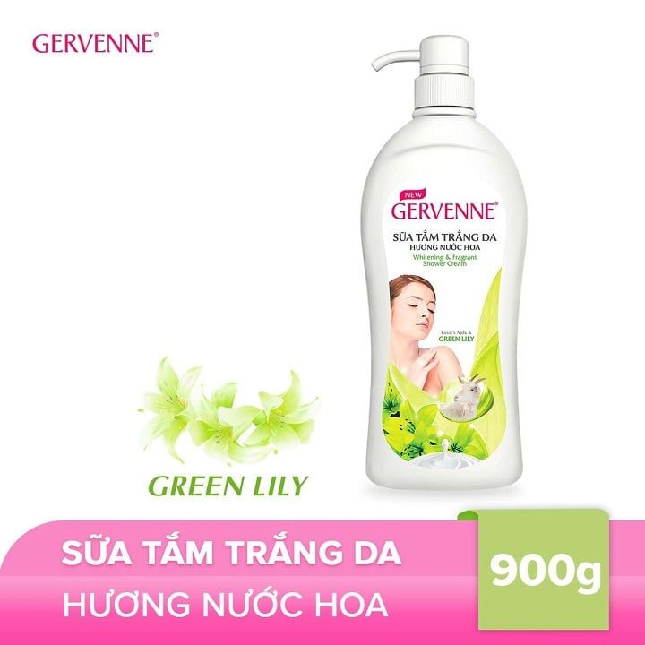 Sữa tắm trắng da hương nước hoa Gervenne tinh chất sữa dê và hương Lily 900g