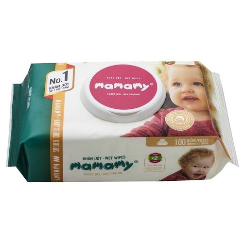 Khăn ướt Mamamy không mùi có nắp (100 tờ)