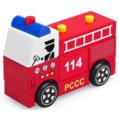 Đồ chơi lắp ráp mô hình xe cứu hỏa bằng gỗ Winwintoys
