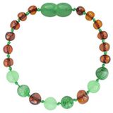 Baroque Cognac/Green Jade Teething Bracelet 14cm - vòng tay hổ phách 2 màu xanh ngọc và nâu đỏ 14cm