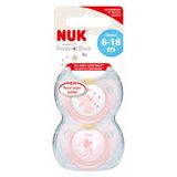 NUK Latex Rose 6-18m (ty giả NUK 2 cái màu hồng, 6-18 tháng, set 2 cái)