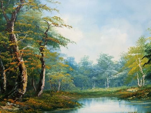  Bức tranh thiên nhiên thể hiện vẻ đẹp hùng vĩ nơi núi rừng  , có chữ ký của tác giả ( TR 77) 