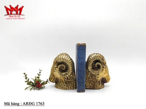  Cặp chặn sách hình đầu cừu sừng dài được làm bằng đồng, hàng sưu tầm từ Mỹ 