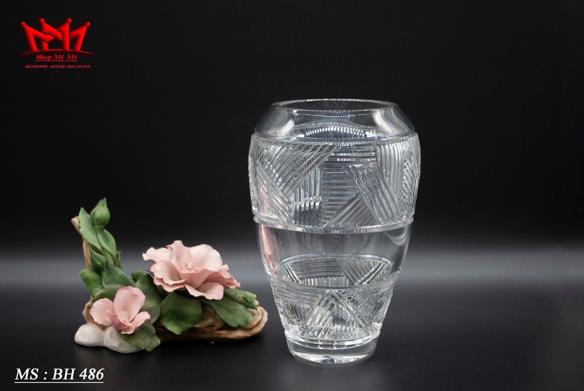 Bình hoa pha lê Villeroy & Boch Aspen Cut hoa văn cắt xéo