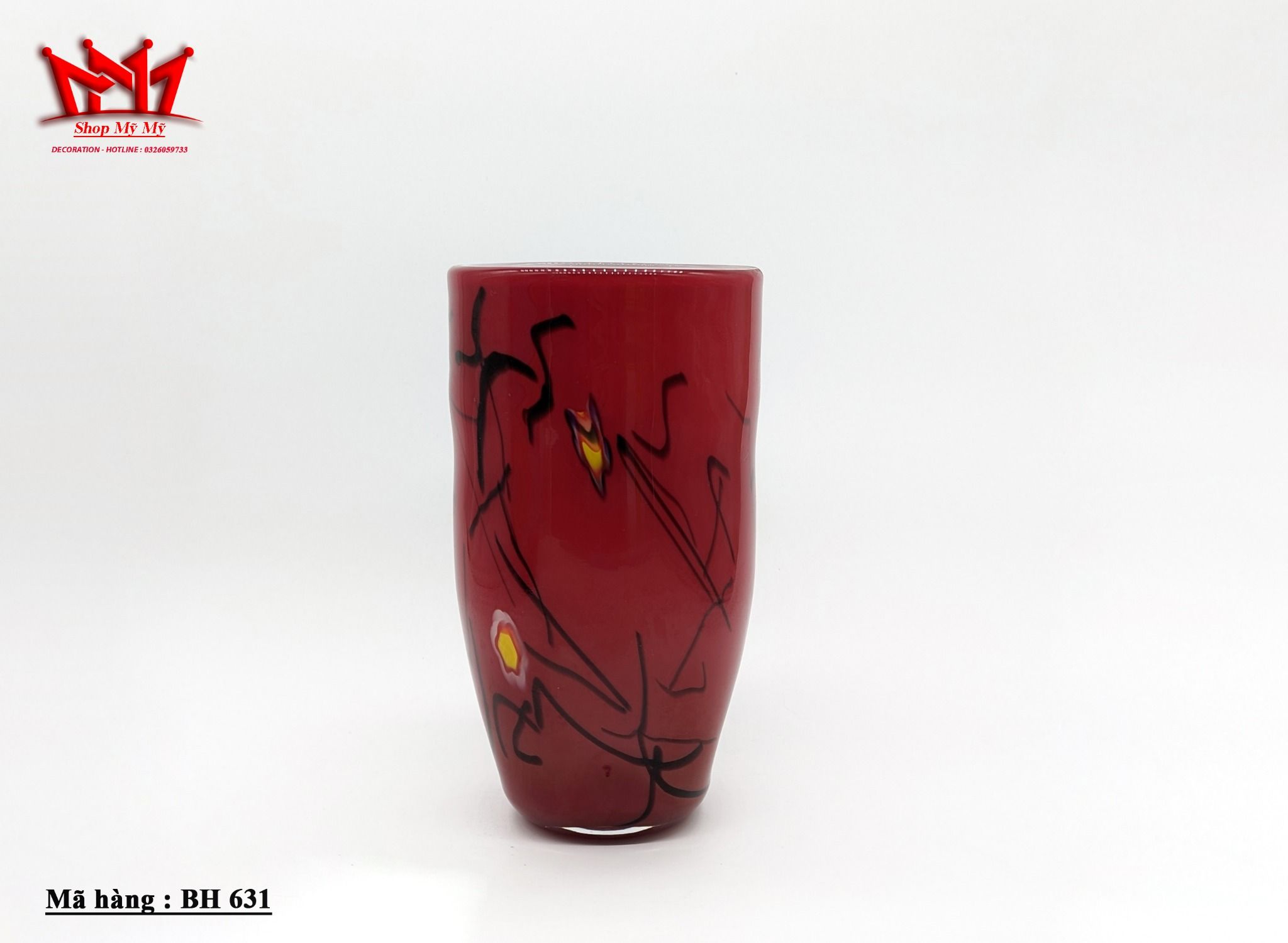 Bình hoa thủy tinh màu đỏ ( BH 631 )