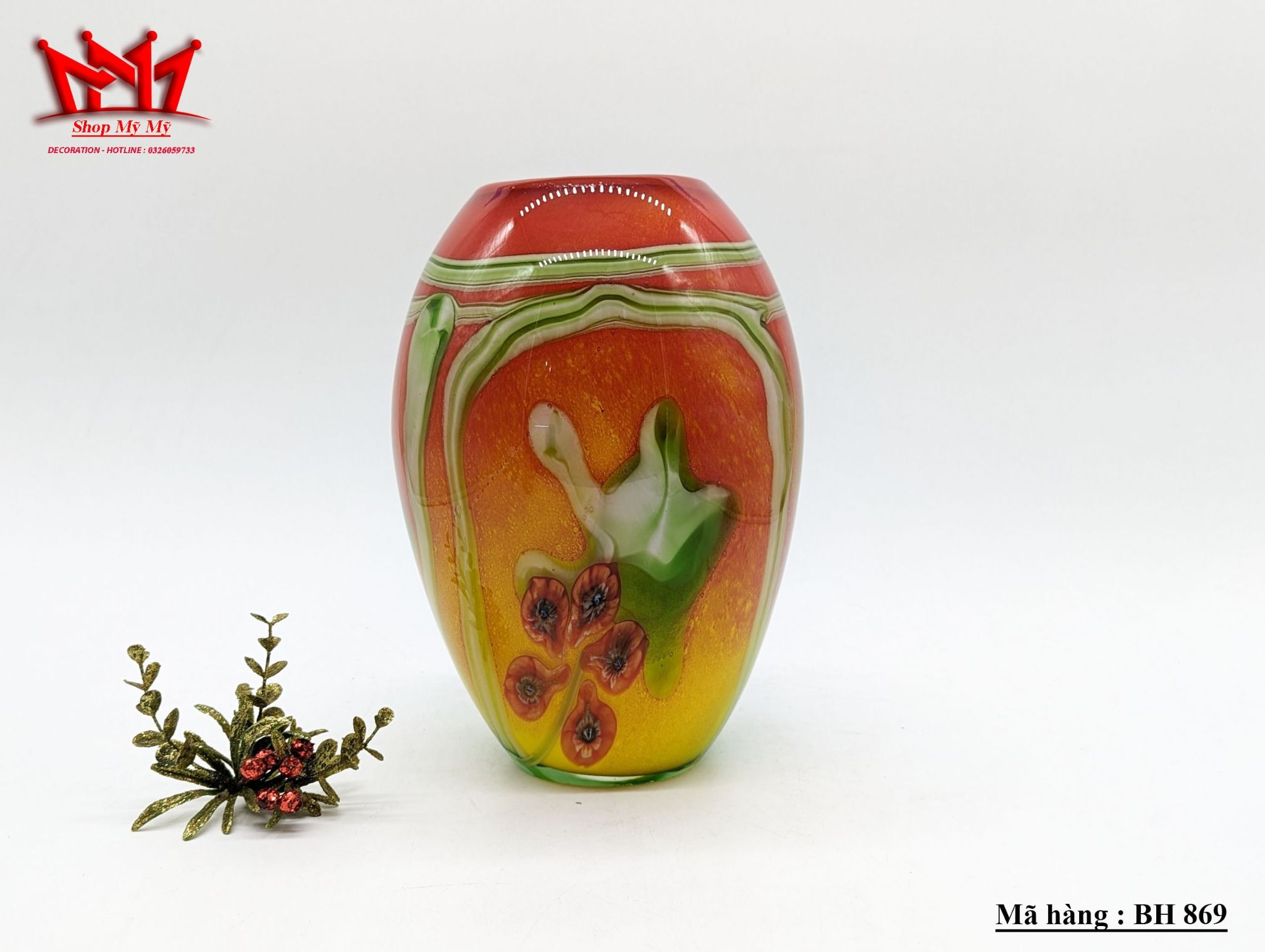 Bình thủy tinh nghệ thuật Retro studio cổ điển, hàng cực kì hiếm