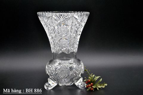  Bình hoa pha lê 3 chân chạm khắc hoa phong cách Bohemian cổ điển của CH Séc. 