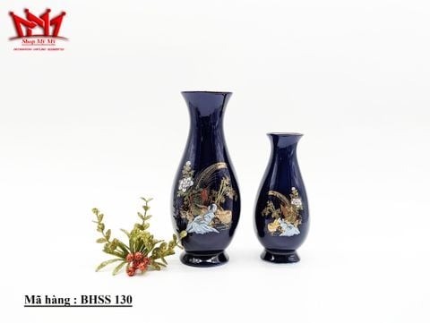  Cặp Bình trang trí chất liệu sành sứ họa tiết chim Công (130) 