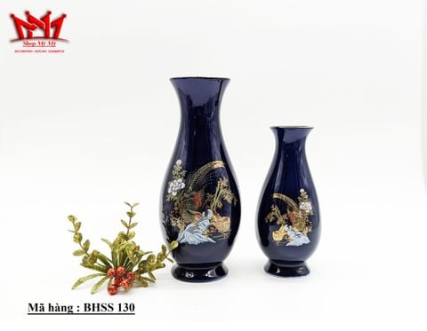  Cặp Bình trang trí chất liệu sành sứ họa tiết chim Công (130) 