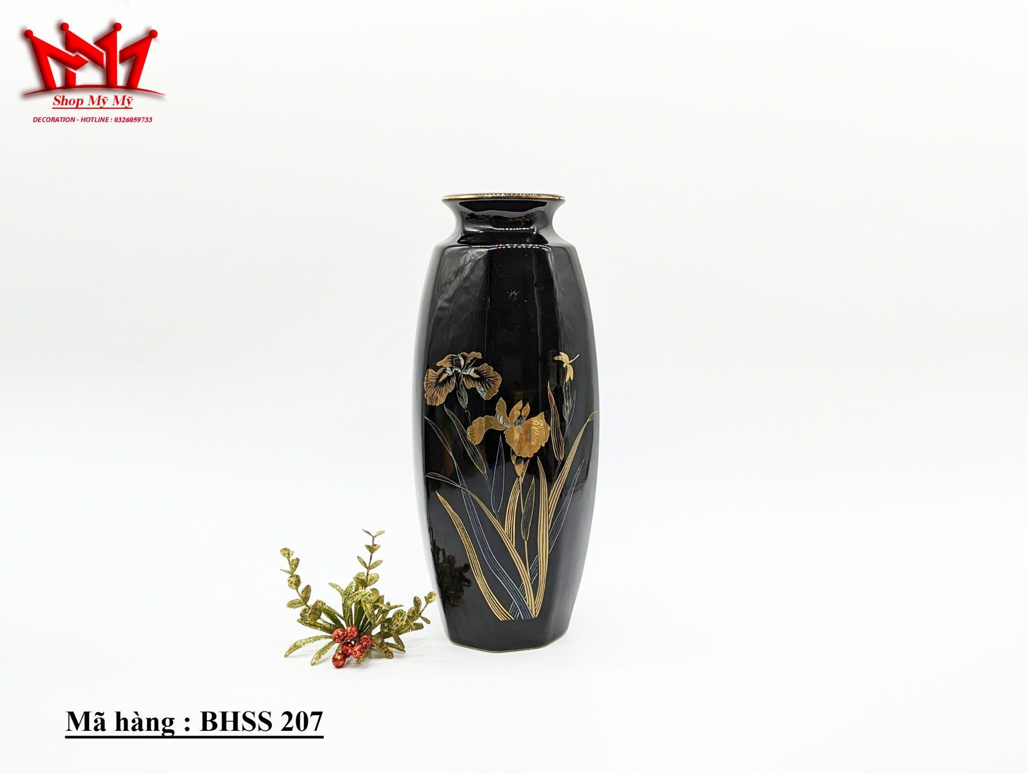 Bình trang trí họa tiết hoa vàng nổi bật (207)