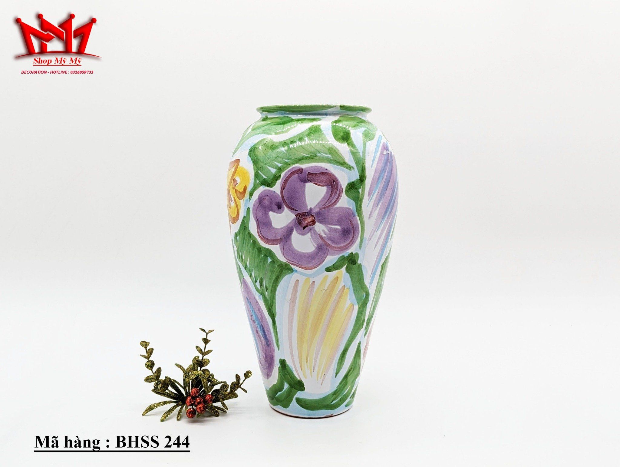 Bình trang trí sành sứ họa tiết vẽ tay  (244)
