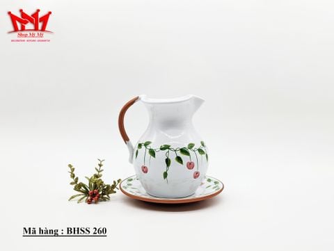  Bình trang trí sành sứ họa tiết cao có tay cầm  (260) 