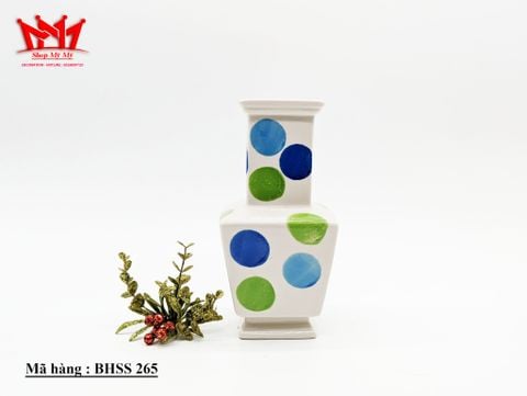 Bình trang trí sành sứ họa tiết chấm tròn (265) 