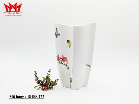  Bình trang trí sành sứ họa tiết hoa có miệng uốn lượn(277) 