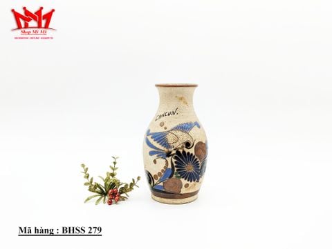  Bình trang trí sành sứ họa tiết chú chim trên cành hoa(279) 