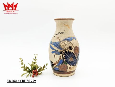  Bình trang trí sành sứ họa tiết chú chim trên cành hoa(279) 