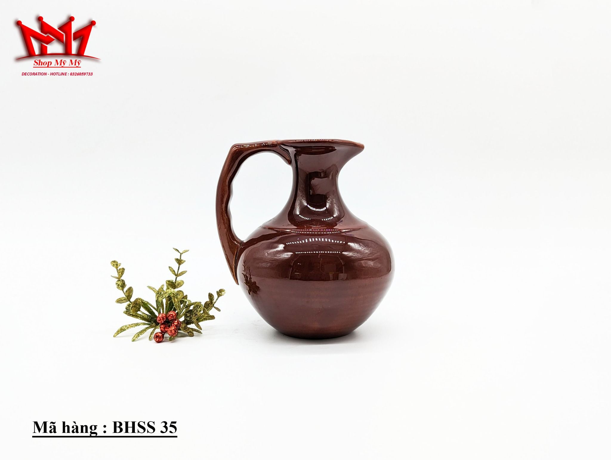 Bình trang trí chất liệu sành sứ có tay cầm (35)