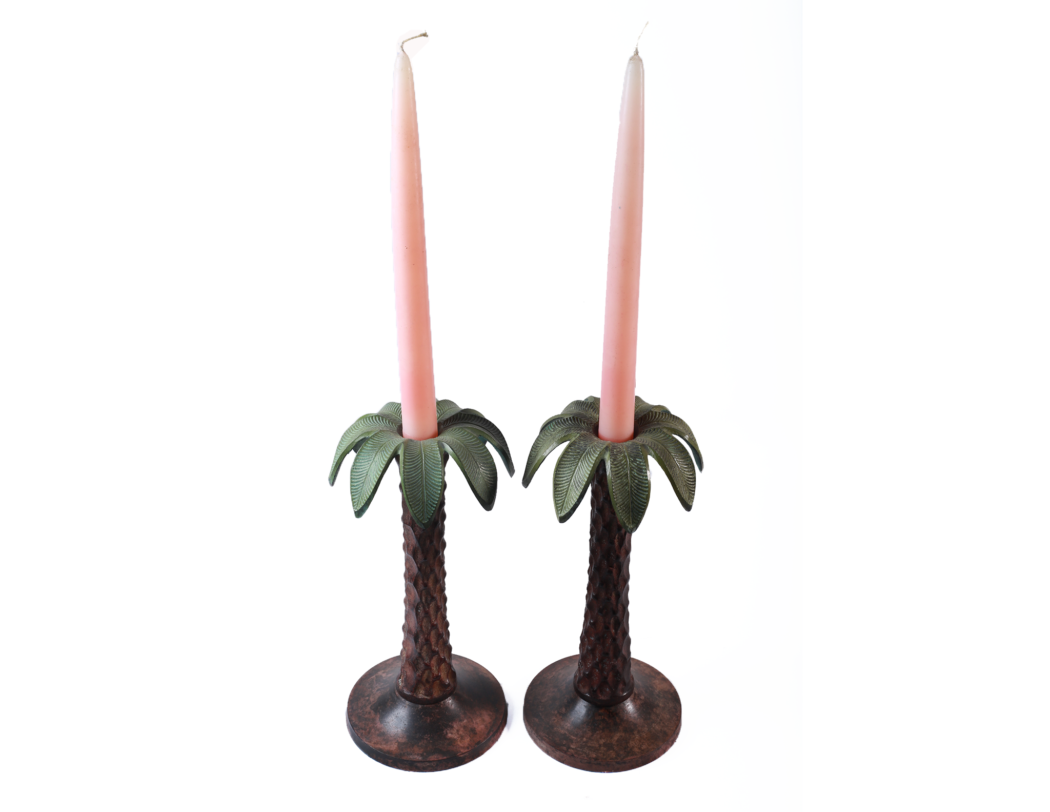 Cặp chân nến đồng hình cây cọ của Ấn Độ