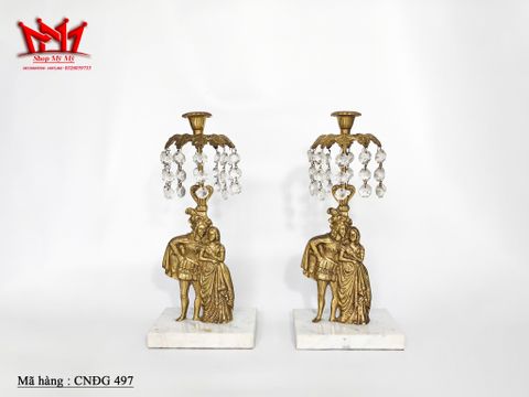  Cặp chân nến bằng đồng nguyên khối ( CNĐG 497 ) 