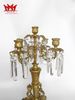 Cặp chân nến 5 đóa bằng đồng của Châu Âu, hạt pha lê