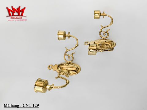  Cặp chân đèn nến trang trí treo tường bằng đồng vàng có 2 nhánh 