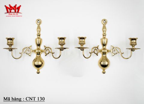 Cặp chân nến trang trí treo tường 2 nhánh bằng đồng vàng 