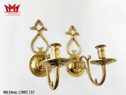 Cặp chân đèn nến gắn tường bằng đồng cổ điển vàng sáng rất đẹp 