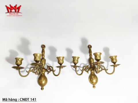 Cặp chân nến đồng treo bằng đồng cổ điển 3 nhánh. 