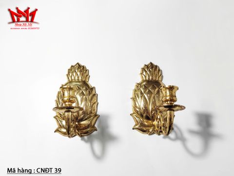  Cặp chân đèn nến trang trí treo tường bằng đồng hình trái thơm 