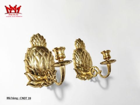  Cặp chân đèn nến trang trí treo tường bằng đồng hình trái thơm 