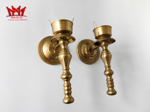  Cặp chân nến trang trí treo tường bằng đồng 