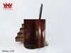 Hộp đựng đồ trang sức bằng gỗ óc chó, thiết kế bo tròn, gương bên trong, kiểu thẳng đứng, tay cầm trang trí.