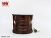 Hộp đựng đồ trang sức bằng gỗ óc chó, thiết kế bo tròn, gương bên trong, kiểu thẳng đứng, tay cầm trang trí.
