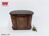 Hộp đựng đồ trang sức bằng gỗ óc chó, thiết kế bo tròn, gương bên trong, kiểu thẳng đứng, tay cầm trang trí.