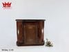 Hộp đựng đồ trang sức bằng gỗ óc chó, thiết kế bo tròn, gương bên trong, kiểu thẳng đứng, tay cầm trang trí.
