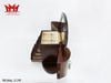 Hộp đựng đồ trang sức bằng gỗ óc chó, thiết kế bo tròn, gương bên trong, kiểu thẳng đứng, tay cầm trang trí.