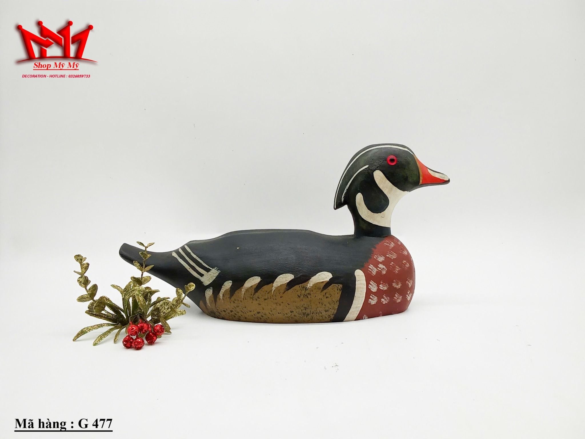 Tượng con vịt trưng bày trang trí được vẽ tay hàng sưu tầm Châu Âu.