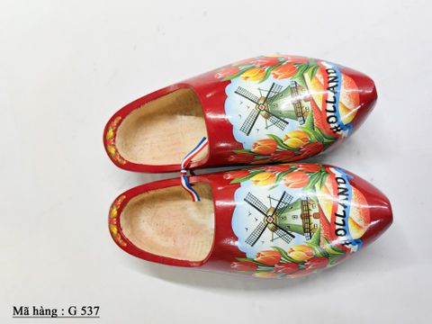  Đôi giày gỗ được vẽ bằng tay của Hà Lan với hình hoa tulip và cối xay gió. 