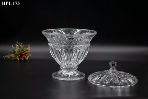  Hủ đựng kẹo có nắp đậy CRISTAL d'ARQUES Pháp Carthage Crystal Compote 