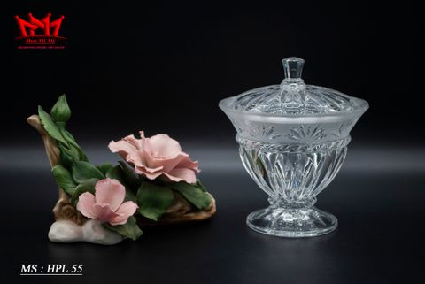  Hủ đựng kẹo có nắp đậy CRISTAL d'ARQUES Pháp Carthage Crystal Compote 