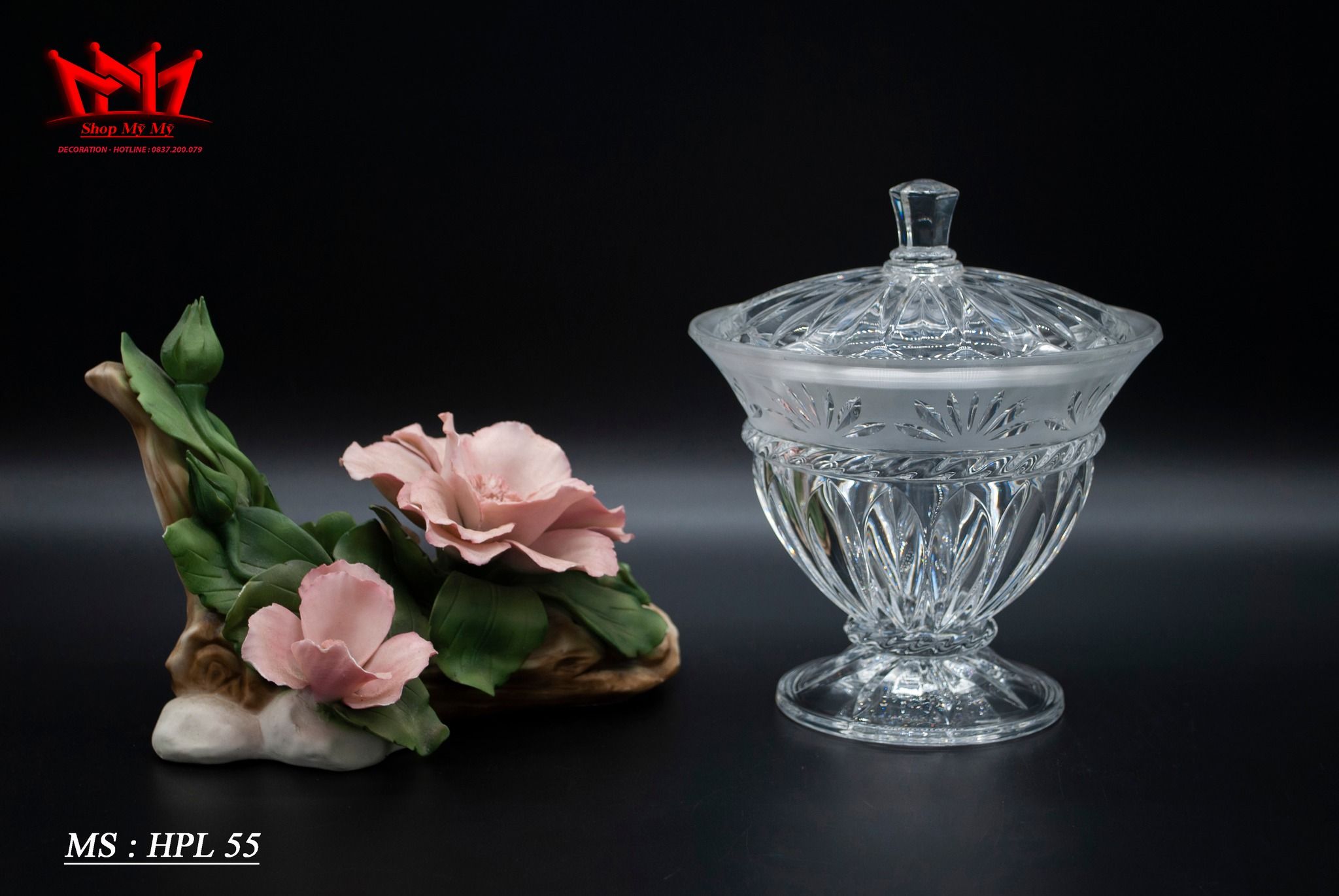 Hủ đựng kẹo có nắp đậy CRISTAL d'ARQUES Pháp Carthage Crystal Compote