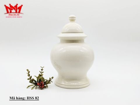  Hủ sứ màu trắng họa tiết hình hoa 