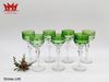 Bộ 7 ly vang màu xanh pha lê cổ điển xuất xứ Châu Âu, họa tiết được cắt thủ công bằng tay