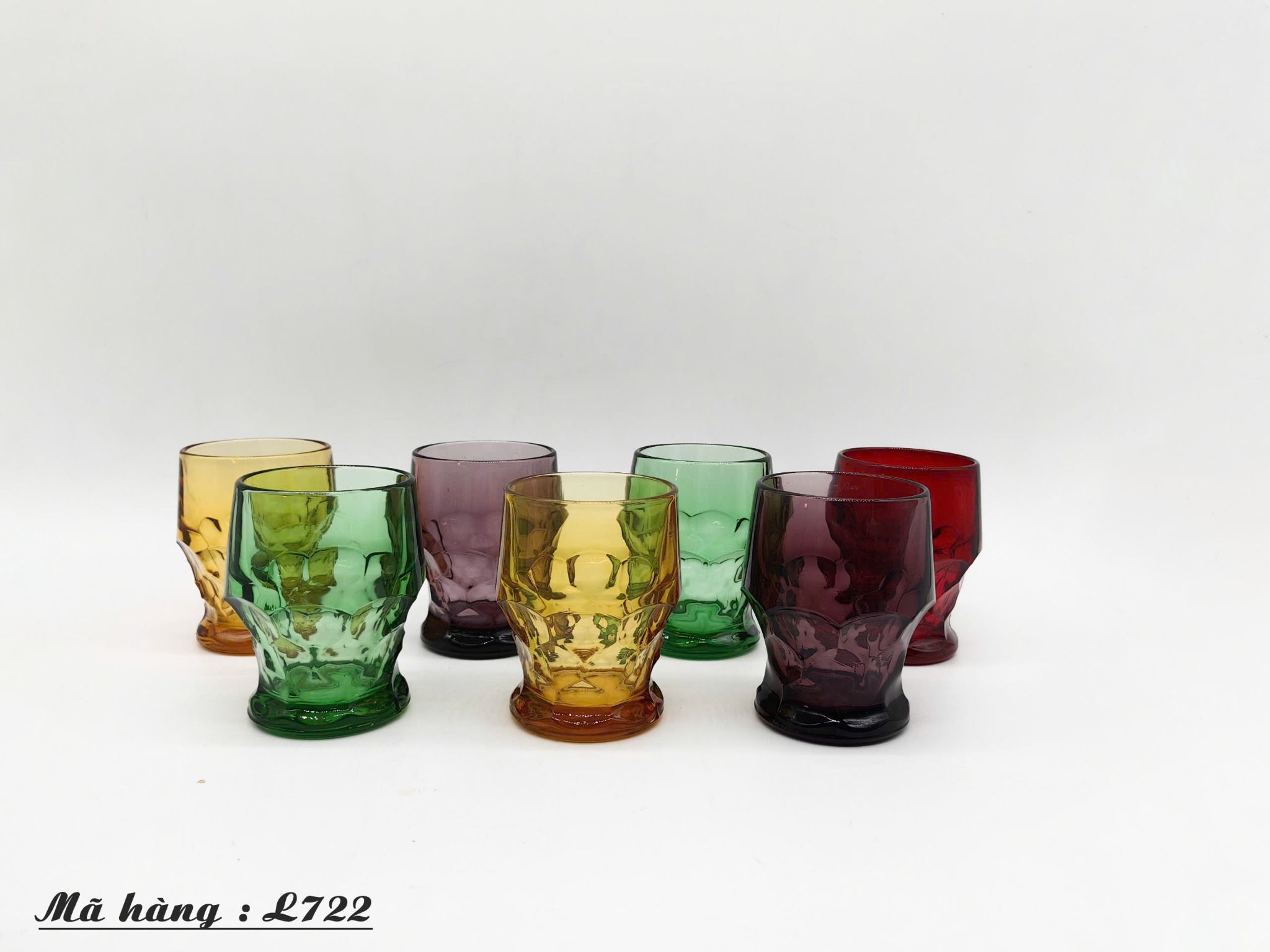 Bộ 7 cốc thủy tinh nhiều màu Viking cổ điển của Mỹ. ( hàng sưu tầm đồ xưa )