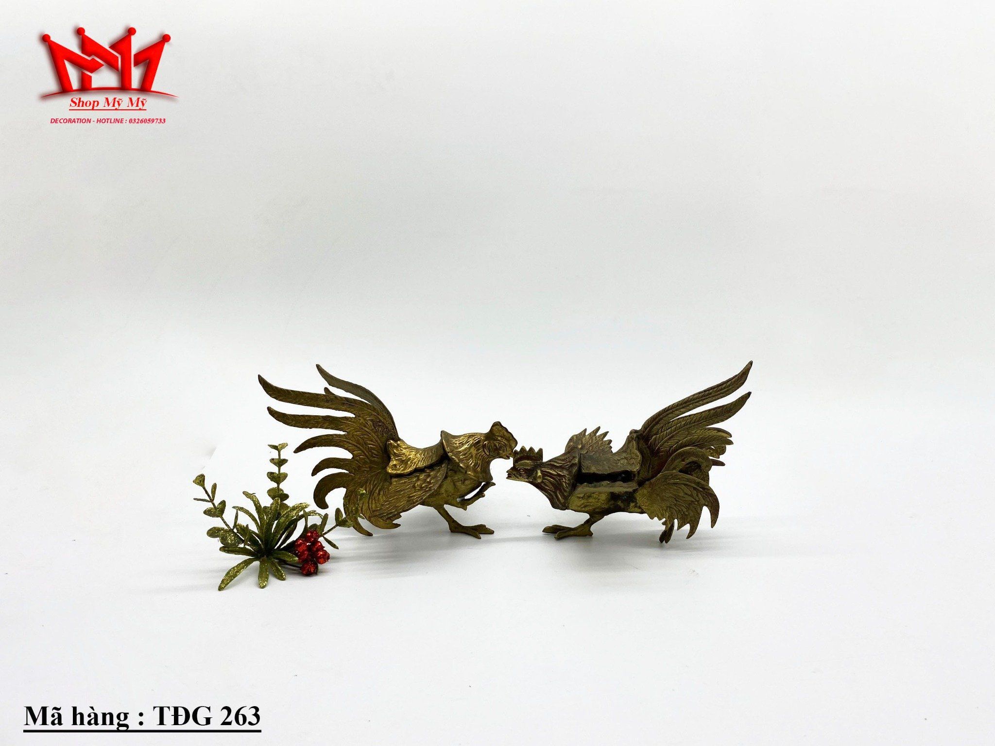 Cặp gà chọi trang trí bằng đồng, đồ xưa, đồ sưu tầm
