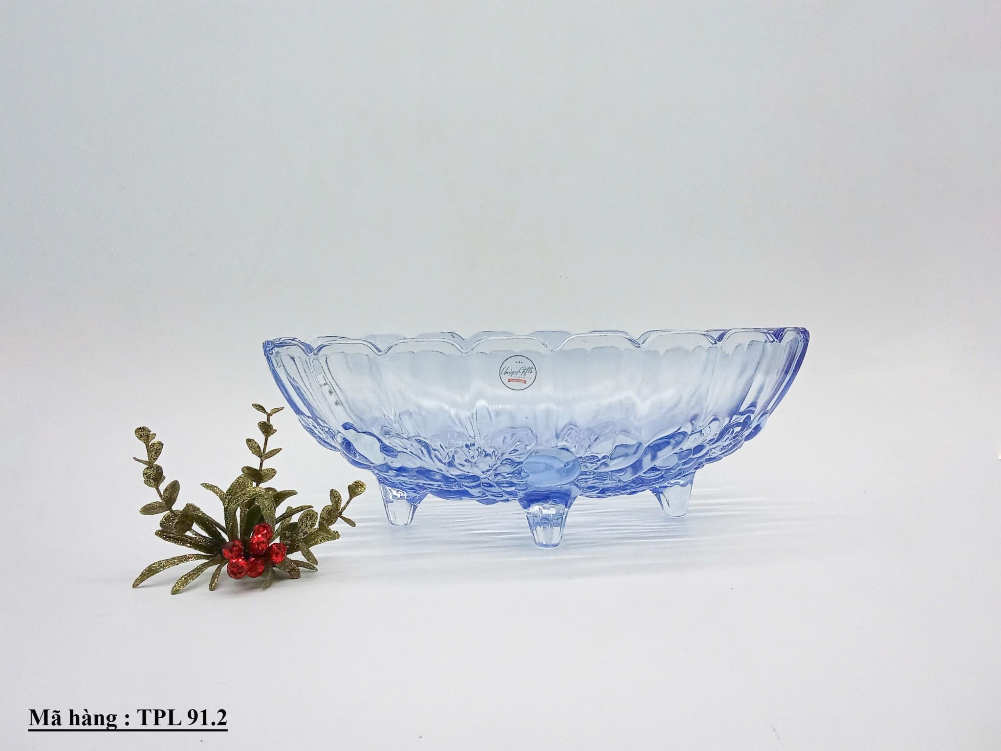 Thố đựng trái cây màu xanh Indiana Glass cổ điển, sản phẩm trang trí hình bầu dục