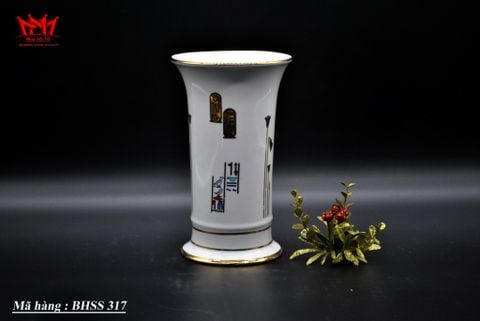  Bình sành sứ hình trụ họa tiết Ai Cập cổ đại 